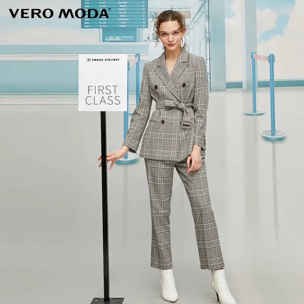 Vero Moda Женские OL стиль Винтаж Хаундстут костюм укороченные брюки | 319450516