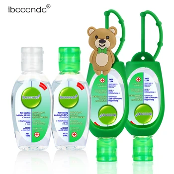 

ibcccndc 50ml Travel Hand Sanitizer Gel Moisturizing Liquid Disposable No Clean Antibacterial Hand Sanitizer Silicone Holder HOT