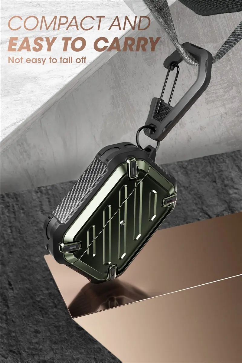 supcase ub pro projetado para airpods pro case capa protetora robusta de corpo inteiro com mosquetão para apple airpods pro