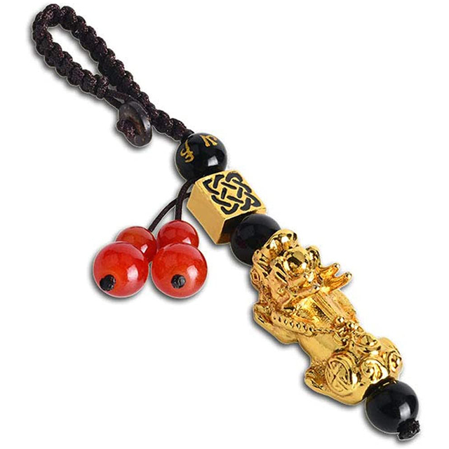 Brass Money Bag Keychain Pendant Handmade Rope Lucky Feng Shui Hanging Jewelry Ancient Five Emperors Coins Car Key Chain
