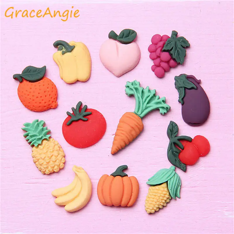 

GraceAngie 30pcs Resin Imitation Fruit Shape Cabochons Mixed Slime Components For Hair Accessory Earring Jewelry DIY Findings