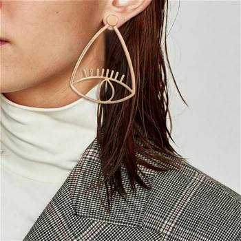 

Hyperbole Devil Eye Dangle Earring Women Statement Earring Fashion Personality Hollow Metal Ear Drop Long Earring Party Jewelry