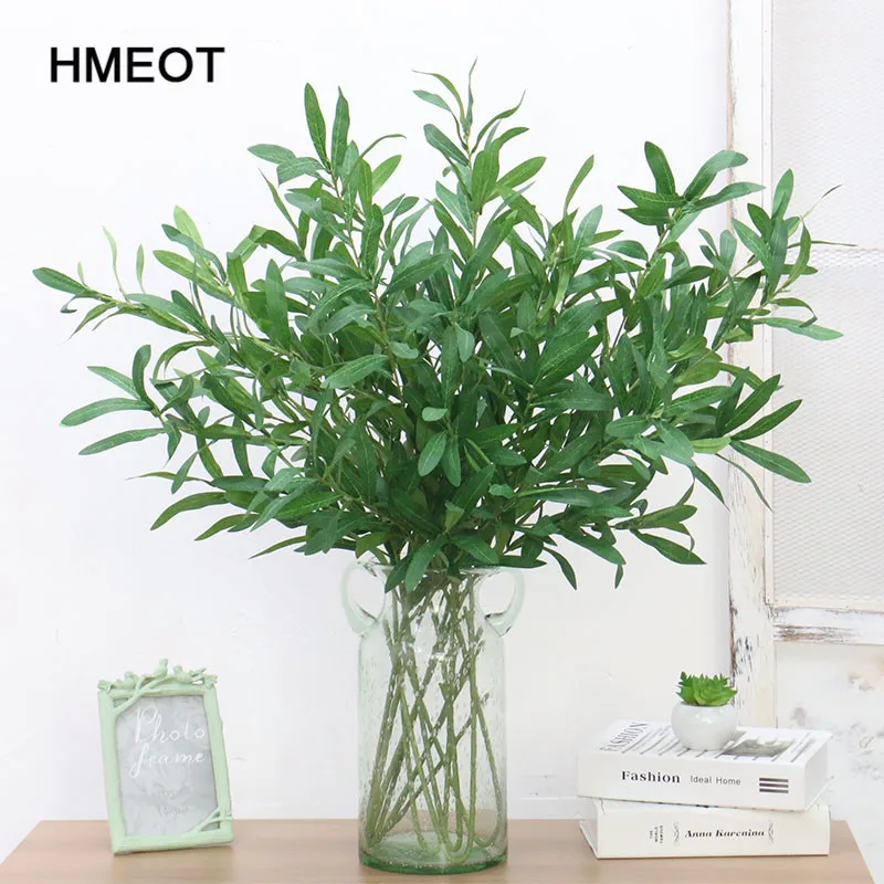 

HMEOT 95CM Artificial Plant Green Olive branch Home Decor Fake PVC Plants Leaf Vines Flower accessories grass wall lawn decor