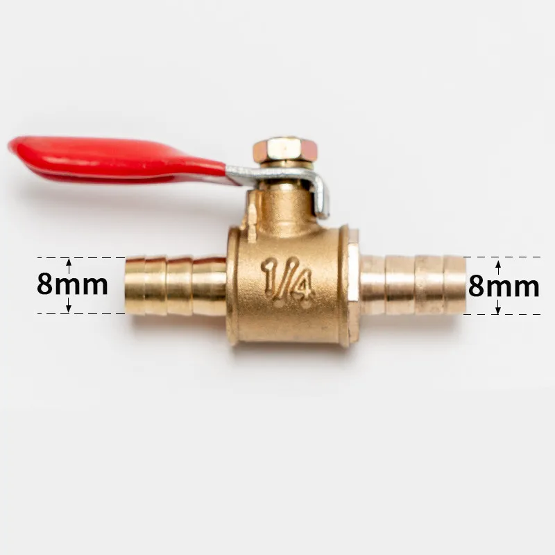 Pipe Fittings Hose Barb Inline Brass Water Oil Air Gas Fuel Line Shutoff Ball Valve 6mm-12mm