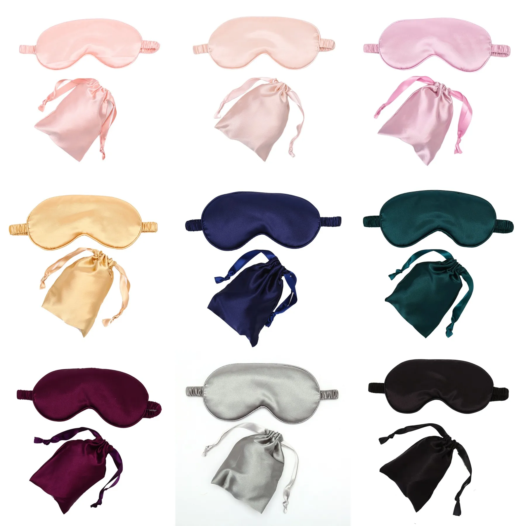 Women Imitated Silk Sleep Eye Mask Eye Patches Face Mask Eyeshade Blindfold Travel Rest Cover Night Eyeshade Set