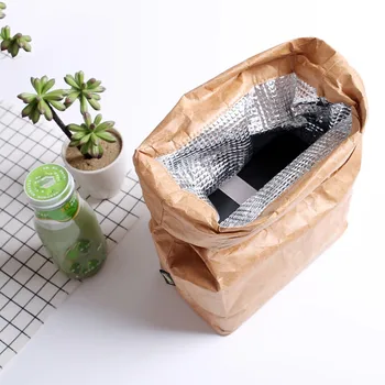 

Foldable Reusable Leakproof Paper Lunch Food Bag Container Portable Large Capacity Kids Boy Women Thermal Cooler Insulated Box