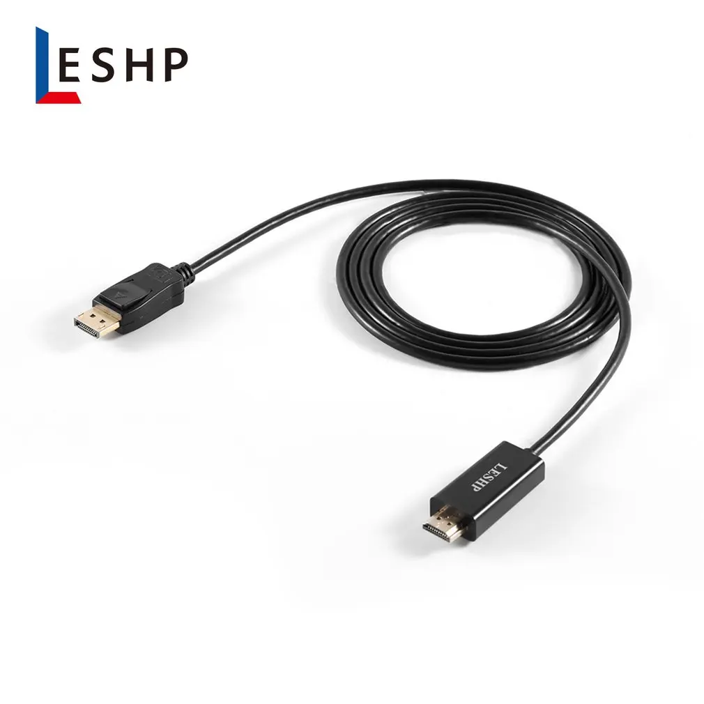 

LESHP 4K DP To HDMI Cable Male to Male Connector Display Port Adapter 1.8 Meters for Macbook for Camera for TV Support 4K