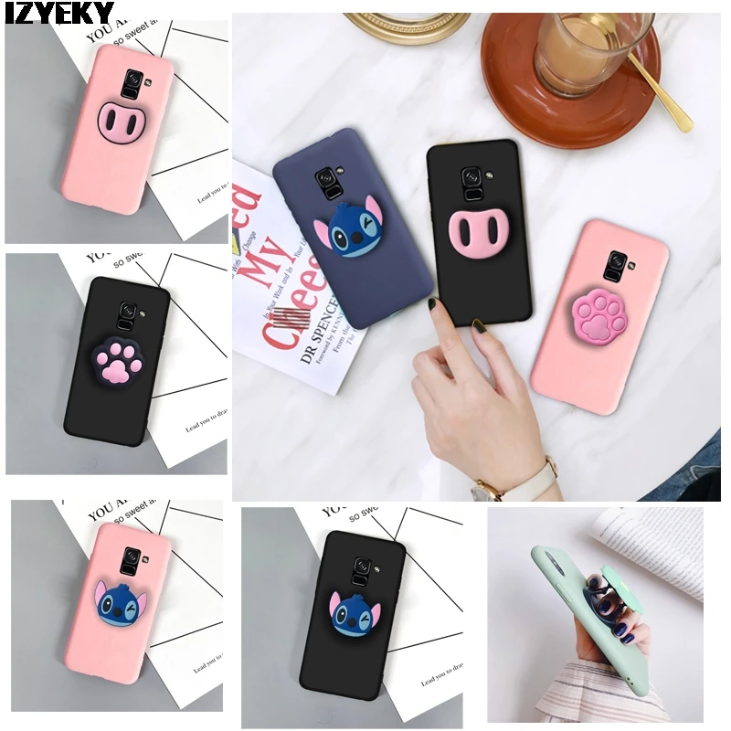 3D силиконовый чехол для Samsung Galaxy A6 A7 A8 A9 2018 Plus A3 A5 2016 2017 милый держатель телефона