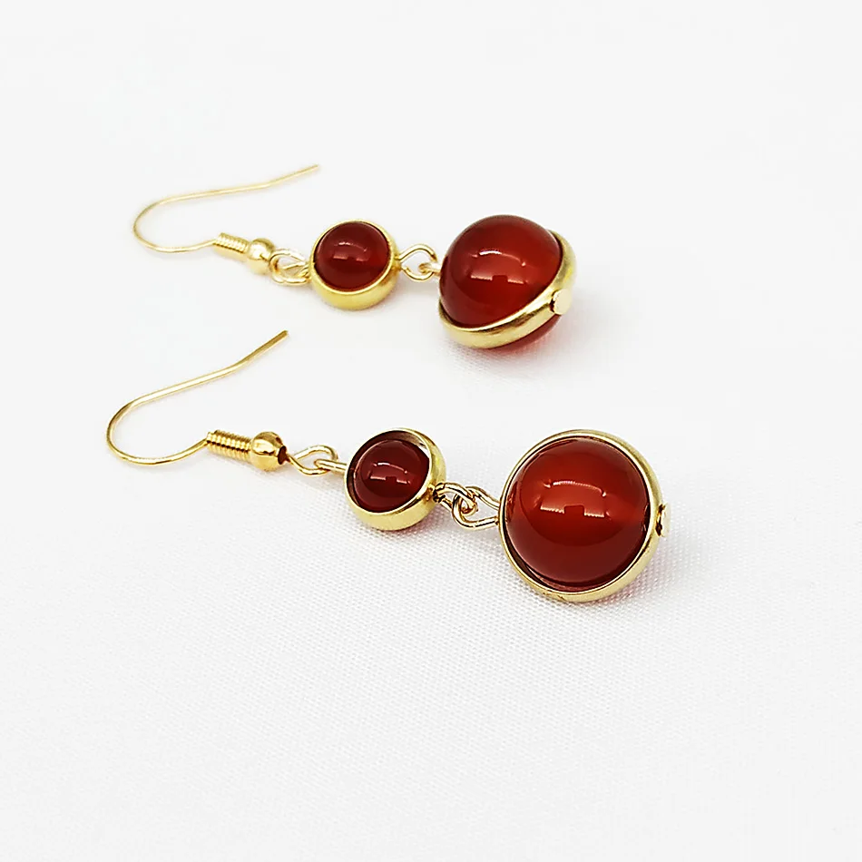 SHELA Red CarnelianTrendy Висячие серьги для женщин зеленый белый камень Бусины свисающие серьги маленькие милые модные ювелирные изделия