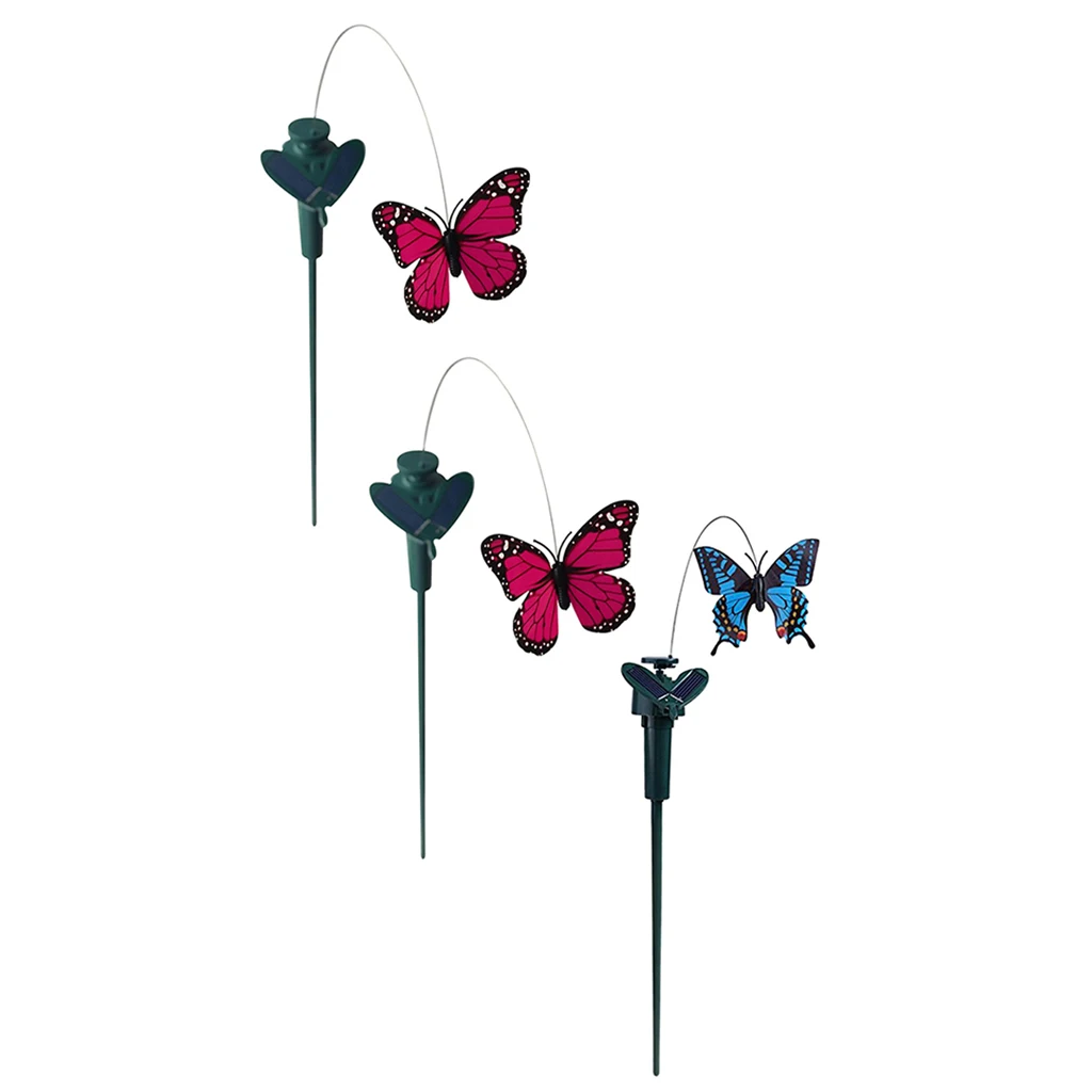 3pcs/set Solar Fluttering Butterfly Bird Yard Garden Stakes Solar or Battery Powered