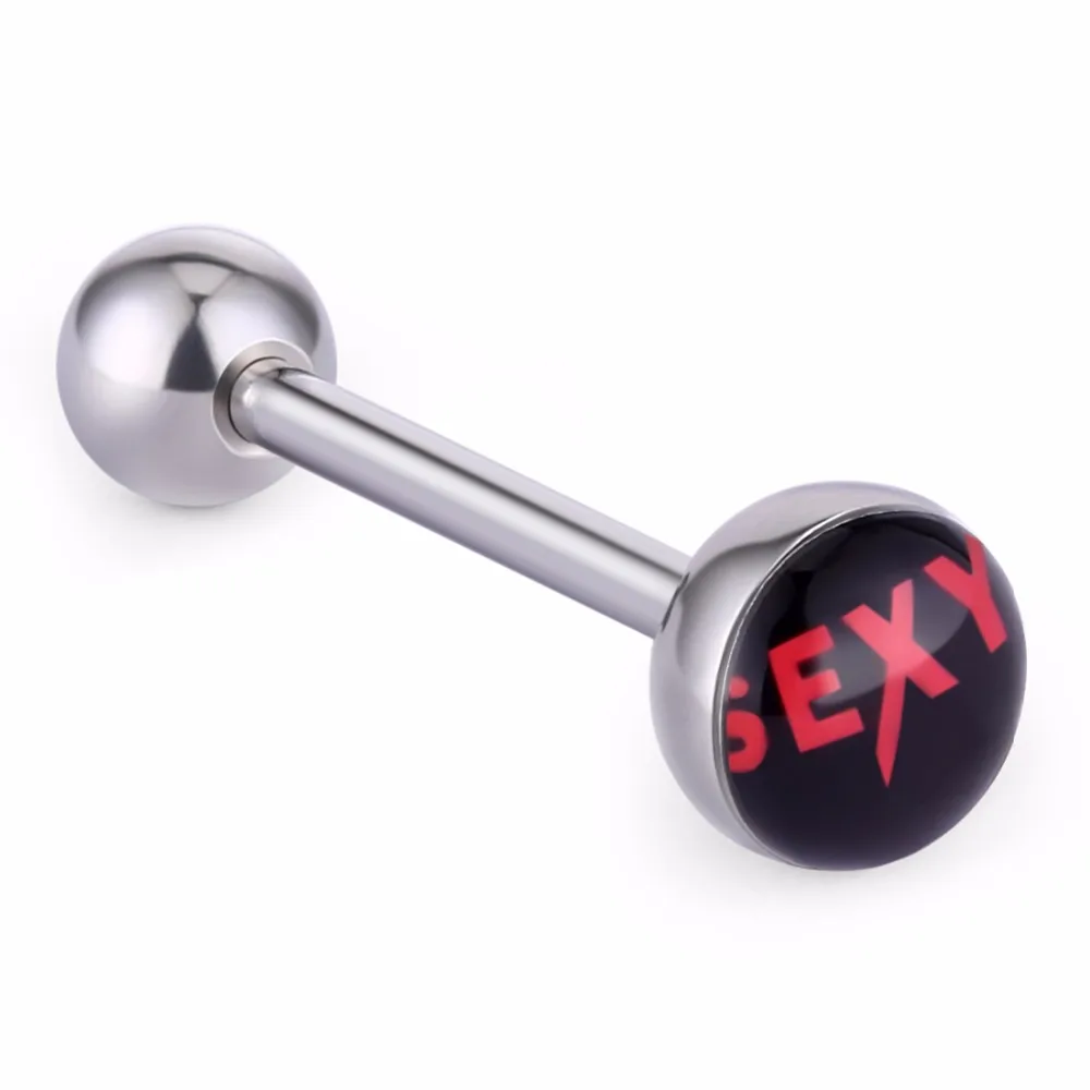 Женское кольцо в стиле панк, для девушек, забавные слова, нержавеющая сталь, пирсинг для языка, сексуальный логотип, пирсинг, штанги, штанги, ювелирные изделия для тела - Окраска металла: Sexy