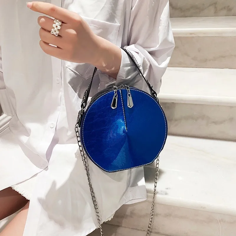 

Chic Small Round Tote Bags For Women Handbags Fashion Chain Quality Pu Ladies Shoulder Bags Casual Solid Color Handbags Purse