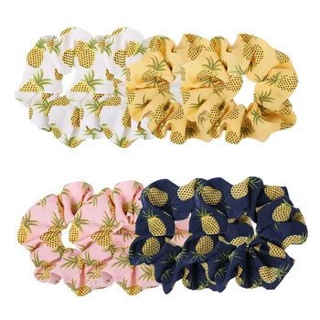 

free shipping 8pcs pineapple hair Scrunchies strawberry Accessories For Women Girls fruit Elastic Rubber Hair Tie Hair Rope Ring