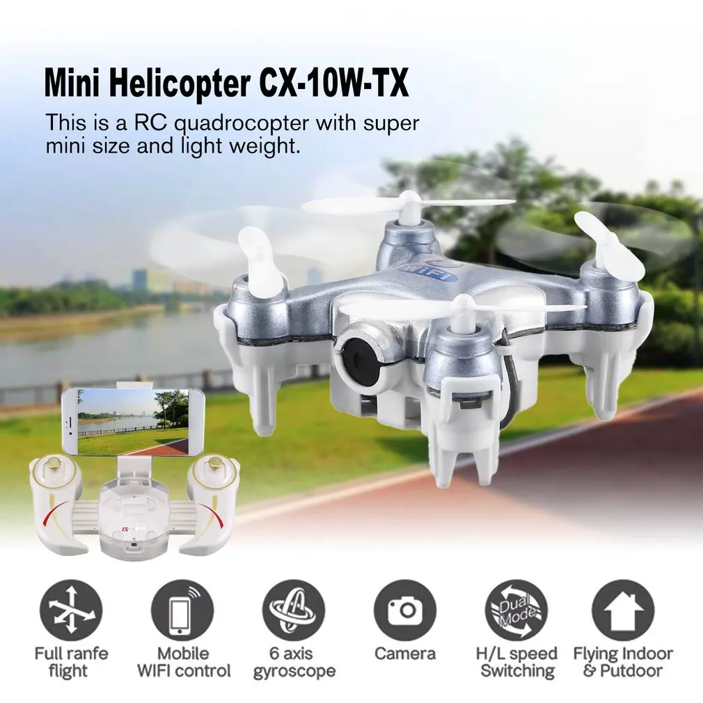 

Mini rc Dron Airplane Toy CX-10W-TX RC Quadrocopter Toys With 0.3MP Camera Mini Drones FPV 360' Flips RC Airplanes Kids Toy Gift