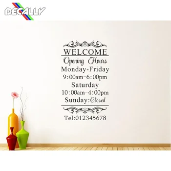 

Wall Sticker Customized Opening Hours Window Shop Wall Art Stickers Wall Decals Home DIY Decoration Removable Decor Wall Sticker