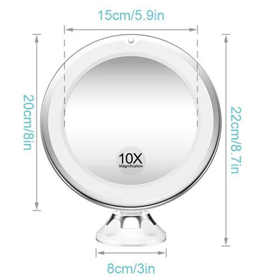 Loupe De Maquillage 10x Avec Lumière LED - Ventouse, Col De Cygne Réglable 360°, Portable Sans Fil