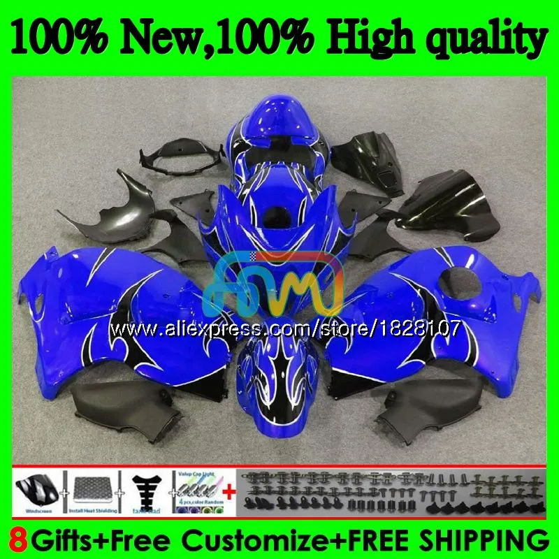 GSXR-1300 для SUZUKI Hayabusa GSXR1300 96 02 03 04 05 06 07 49BS. 67 GSXR 1300 2002 2003 2004 2005 синий и пламя 2006 2007 обтекатель