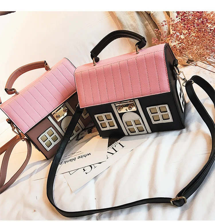 Design Funny Small House Bag Cute Cartoon Crossbody Handbag Women Personality Box Shape Shoulder Bag Fashion Messenger Bag Bolsa