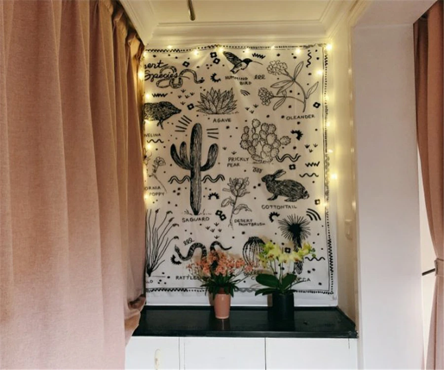 САГУАРО хиппи гобелен на стену ткань Бохо Декор Ouija настенный гобелен из ткани настенный ковер гобелен кактус мандалы