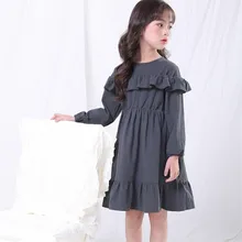 Весенне-осенние платья для девочек, платье принцессы со складками и длинными рукавами детская одежда для детей 3, 4, 5, 6, 7, 8 лет