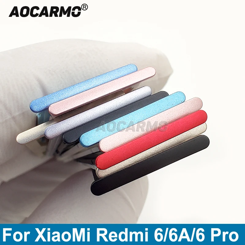 Aocarmo para XiaoMi Redmi 6 6A 6 Pro 6Pro de plástico de Metal Nano bandeja de tarjeta Sim MicroSD recambio de soporte de ranura parte