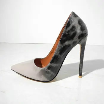 

2020 Spring Summer High Heels Women Sexy Thin High Heel Pumps Fashion Pointed Toe Patent Leather Leopard 12cm for Woman Shoes