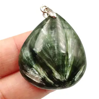 

Genuine Natural Green Seraphinite Pendant 35x31x9mm Gemstone Women Water Drop Crystal Gemstone Necklace Fashion Stone AAAAA