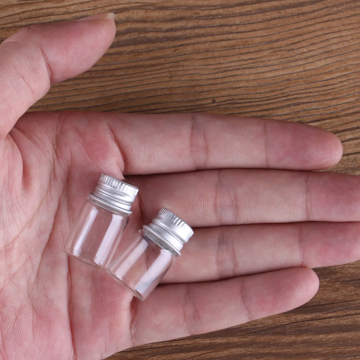 10pcs Diameter 16mm Transparent Glass Bottles with Aluminium Caps Glass Wishing Bottles 2ml 4ml 6ml Mini Glass Jars 2