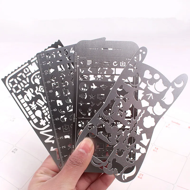 

Metal Hollow Drawing Template Ruler Stainless Steel Diy Tool Multifunctional Ruler Stationery Office School Supplies