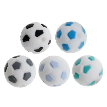 

Silicone Beads 15mm Baby Teether Football Food Grade Silicone Soccer Round Bead BPA Free Bracelet Making Teether
