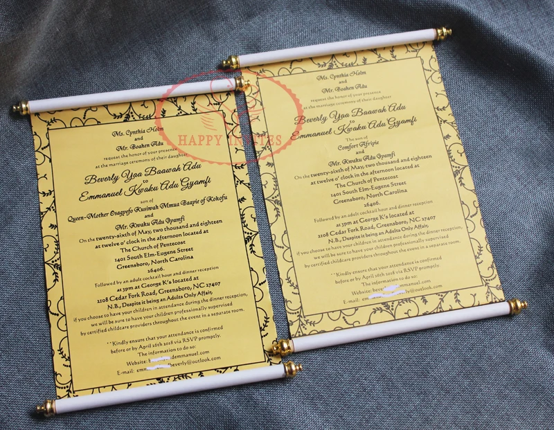HI2062- 03 Custom Gold Scroll Invitation with Gold Box