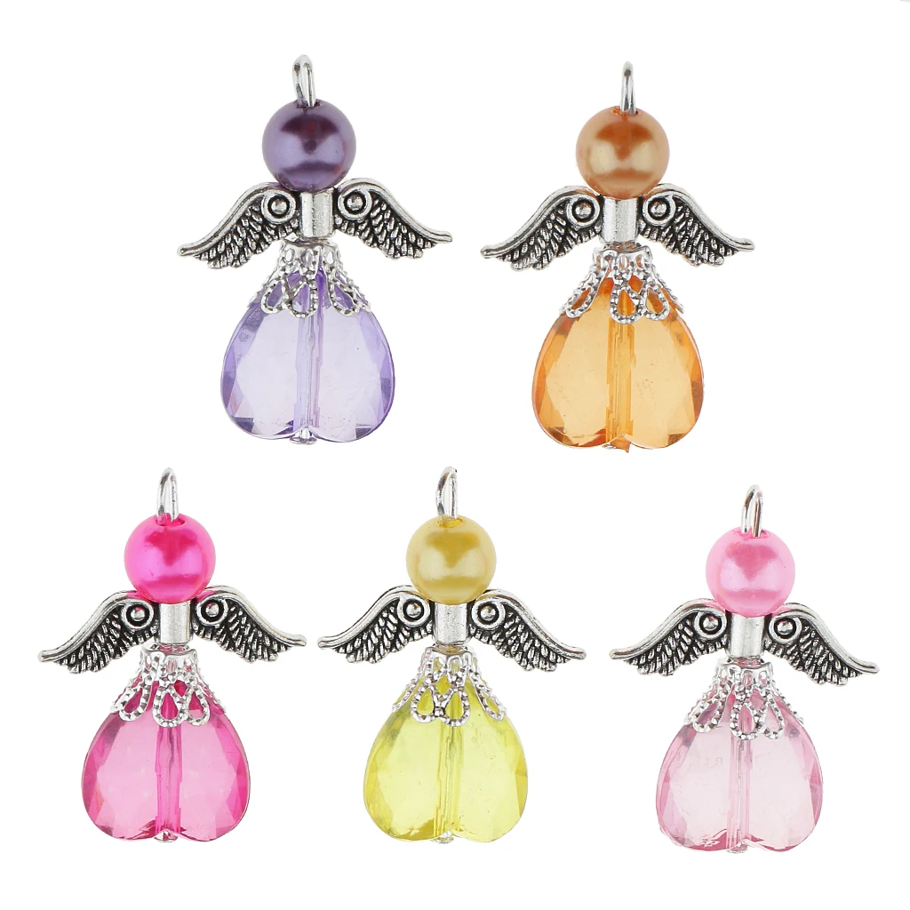 10Pcs Mixed Angel Wings Pendants Charms Dangle Spacer Beads Antique Silver Wings for Necklace Bracelet Jewelry Making Crafts