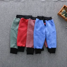 Детская одежда; Новинка года; стильная осенняя одежда в Корейском стиле; плотные брюки для маленьких мальчиков; сезон осень-зима; бархатные спортивные брюки; Si