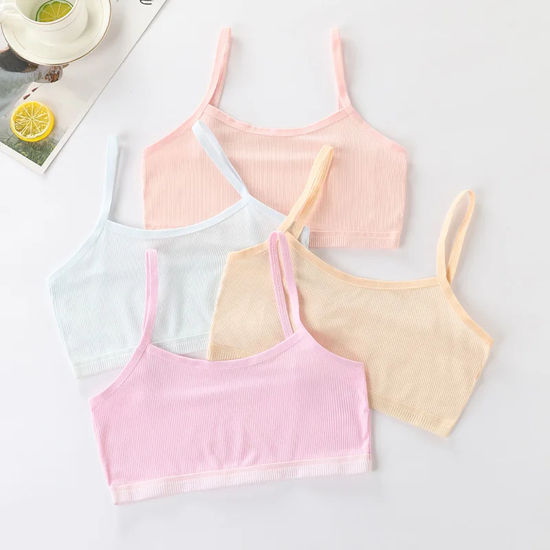 4pcs/lot Children's Breast Care Girl Bra 6-12 Years Hipster Cotton