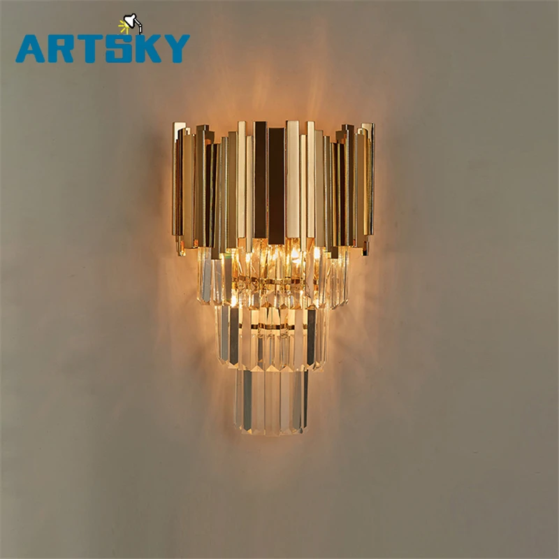 

Golden Modern Creative Corridor Bedroom Bedside Bathroom Crystal Wall Light