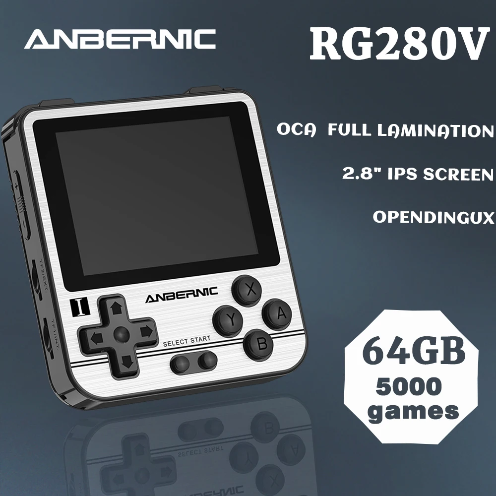 New RG280V Retro Game Built-in 16G/64G Handheld game console Mini Opendingux 2.8Inch IPS Screen 280V Gifts for children RG280V
