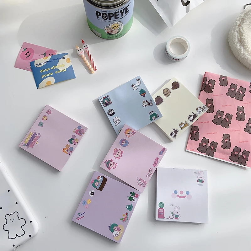 

50 Sheets Ins Puppy Rabbit Cloud Smile Face Note Book Korea Leave Message Paper Student Kawaii Diary Memo Pad School Stationery