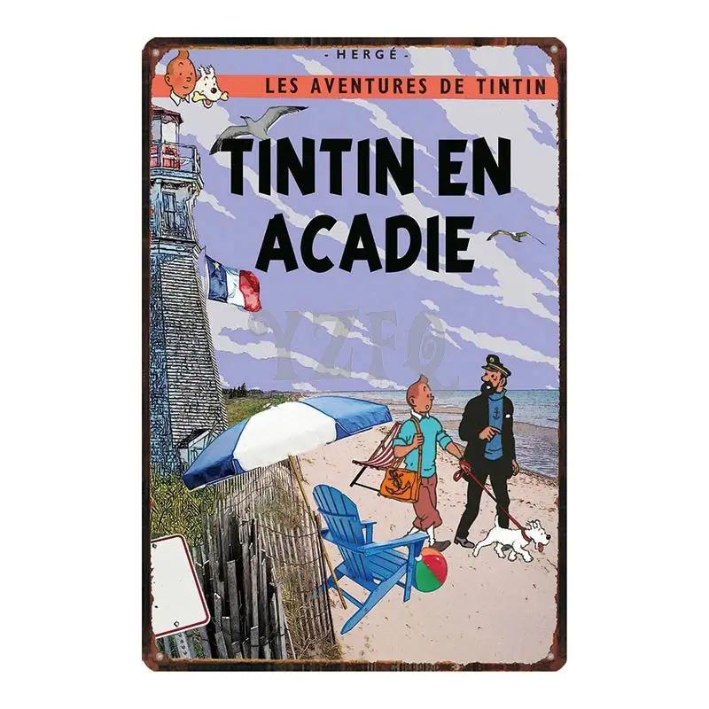 Тинтин в Америке оловянный Металл дощечка с надписью Металл винтажный потертый шик детский подарок настенный домашний декор для детской комнаты ICuadros DU-4189A - Цвет: DU-4198