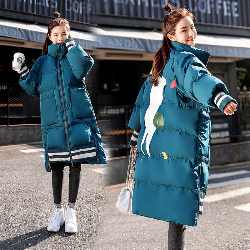 

Cotton-padded Clothes Women's Mid-length 2018 Winter New Style Korean-style Casual Loose-Fit Stand Collar Cotton-padded Jacket T