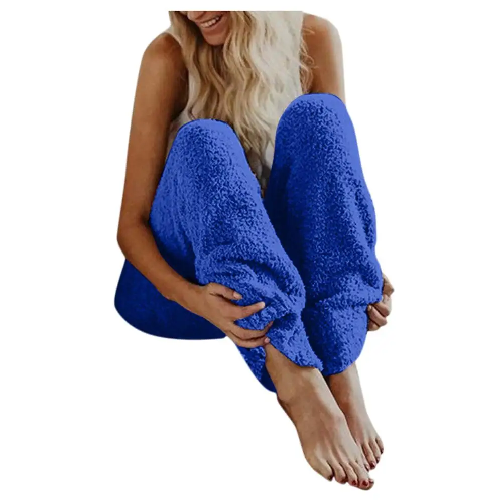 Зимние теплые домашние штаны для женщин, кашемировая одежда для отдыха, пижамы, штаны для сна, Мужская домашняя одежда, пижама, штаны O04 - Цвет: Небесно-голубой