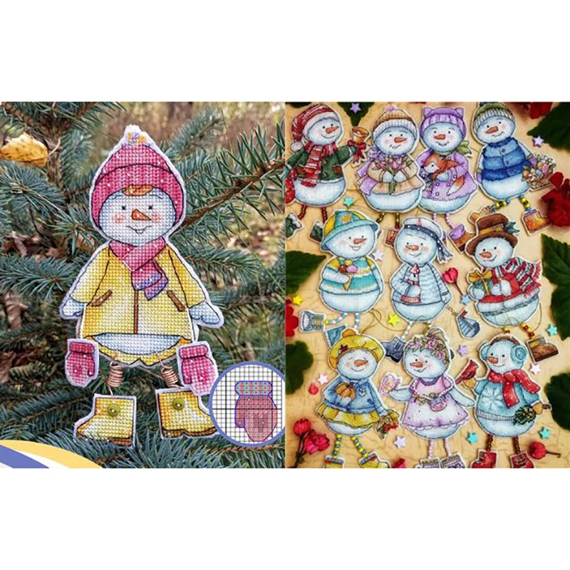 Snow Man Refrigerator Magnet Top, Cross Stitch, DMC Set, Creative Gift, Handmade Metal Bookmark, Fairy tale, Princess Series, Ne