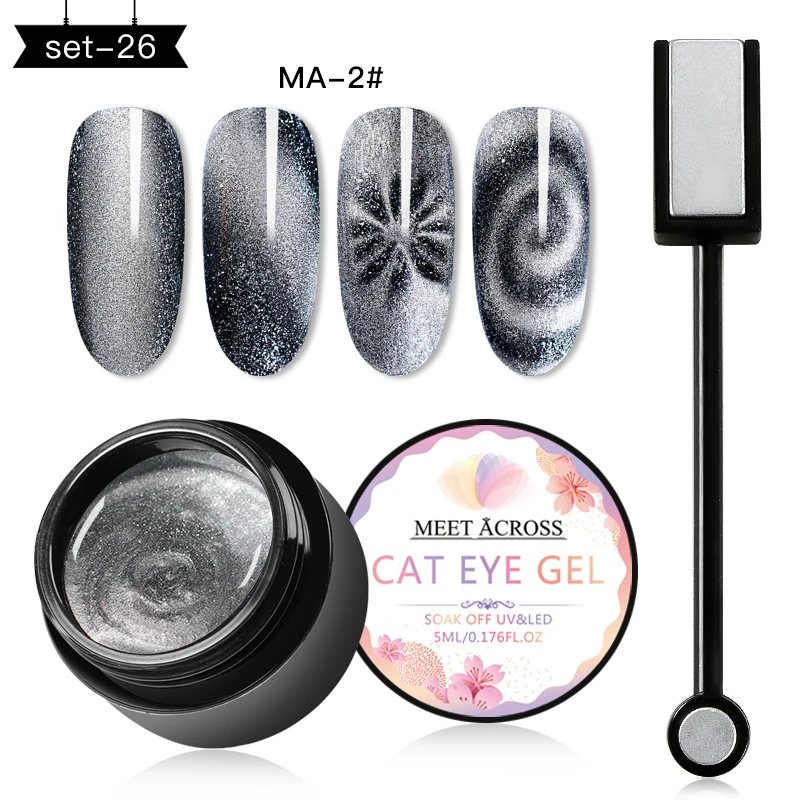 MEET ACROSS 9D Galaxy Magnetic Gel Nail Polish 5ML Soak Off UV LED Nail Art Lacquer Long Lasting Varnish Shining Cat Eye Gel - Цвет: CZH01327