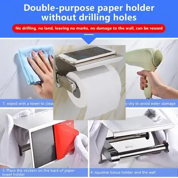 

Toilet Paper Holder Bathroom Paper Mobile Phone Holder Wall Mount With Shelf Bathroom Towel RackTissue Boxes Cocina Accesorio