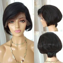 WINBO малазийские волосы боб парик 13x6 кружевные передние парики remy черные женские парики 13x4 кружевные передние парики натуральный черный цвет