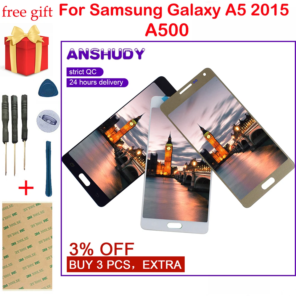 

For Samsung A500F lcd A500F Display Touch Screen Sensor Assembly For Samsung Galaxy A5 2015 A500 A500F A500FU A500M A500Y A500FQ