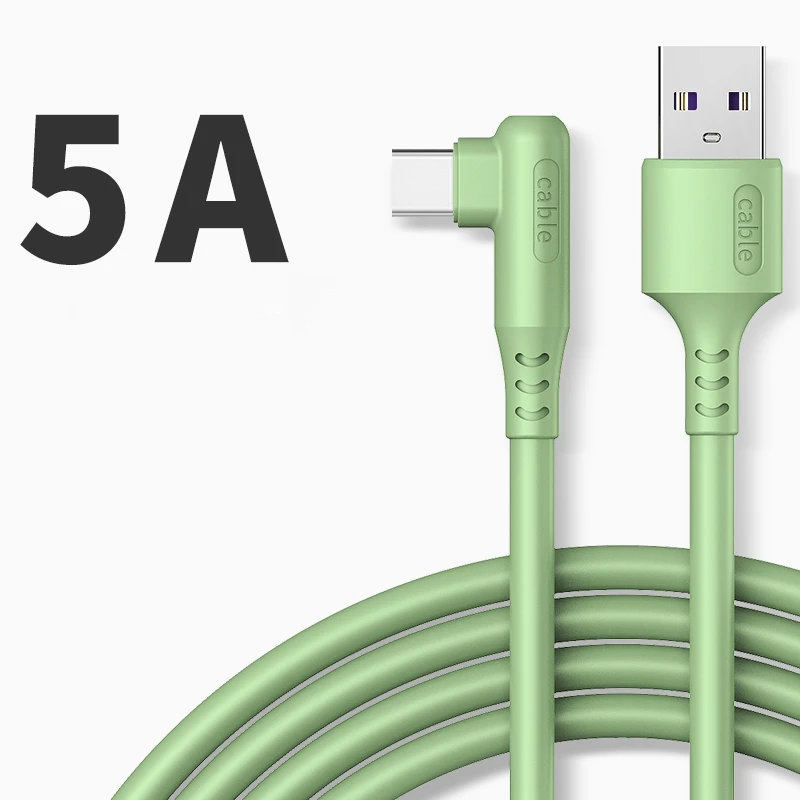 90 Degree Elbow 5A USB Cable Fast Charging Type C Cable Mobile Phone Charger Cord for Huawei P40 Xiaomi Redmi Usb C Cable iphone charger cable