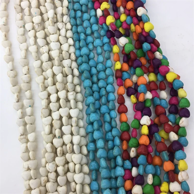 Smooth Natural Stone Colorful White Blue Turquoises Round Heart Shape Loose Beads 15&quot Strand 8MM For Jewelry Making DIY | Украшения и