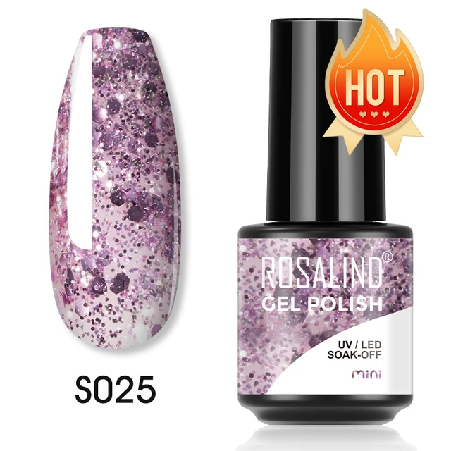 ROSALIND 7ml Gel Polish Semi Permanent Nails Gel Polish Soak Off UV LED Base Top Coat Vernis Nail Art Glitter Gel Varnish SLS-S025
