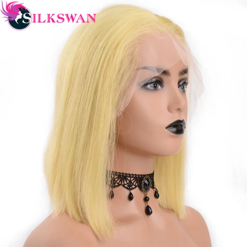 Yellow Silkswan бразильские волосы remy 13*4 Омбре цветные парики боб предварительно выщипанные кружевные передние человеческие волосы парики для женщин 180% натуральные волосы - Цвет: Yellow