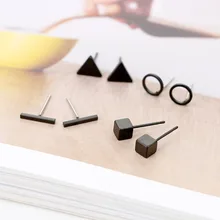 Zwart Zilver Goud Kleur Geometrische Grappige Stud Oorbellen Legering Chic Oor Sieraden Voor Vrouwen Meisjes(China)